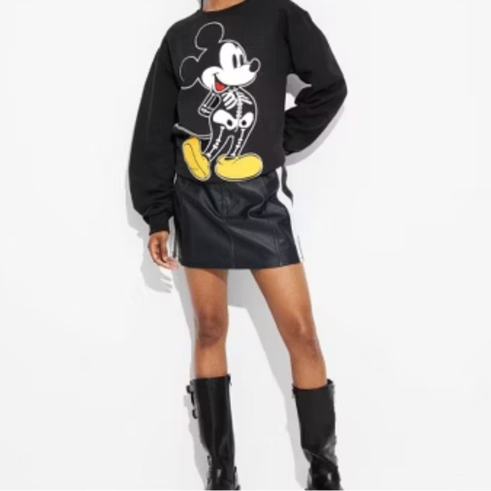 Disney‎ Mickey Mouse Women’s Skeleton Halloween Black Crewneck Sweatshirt​​